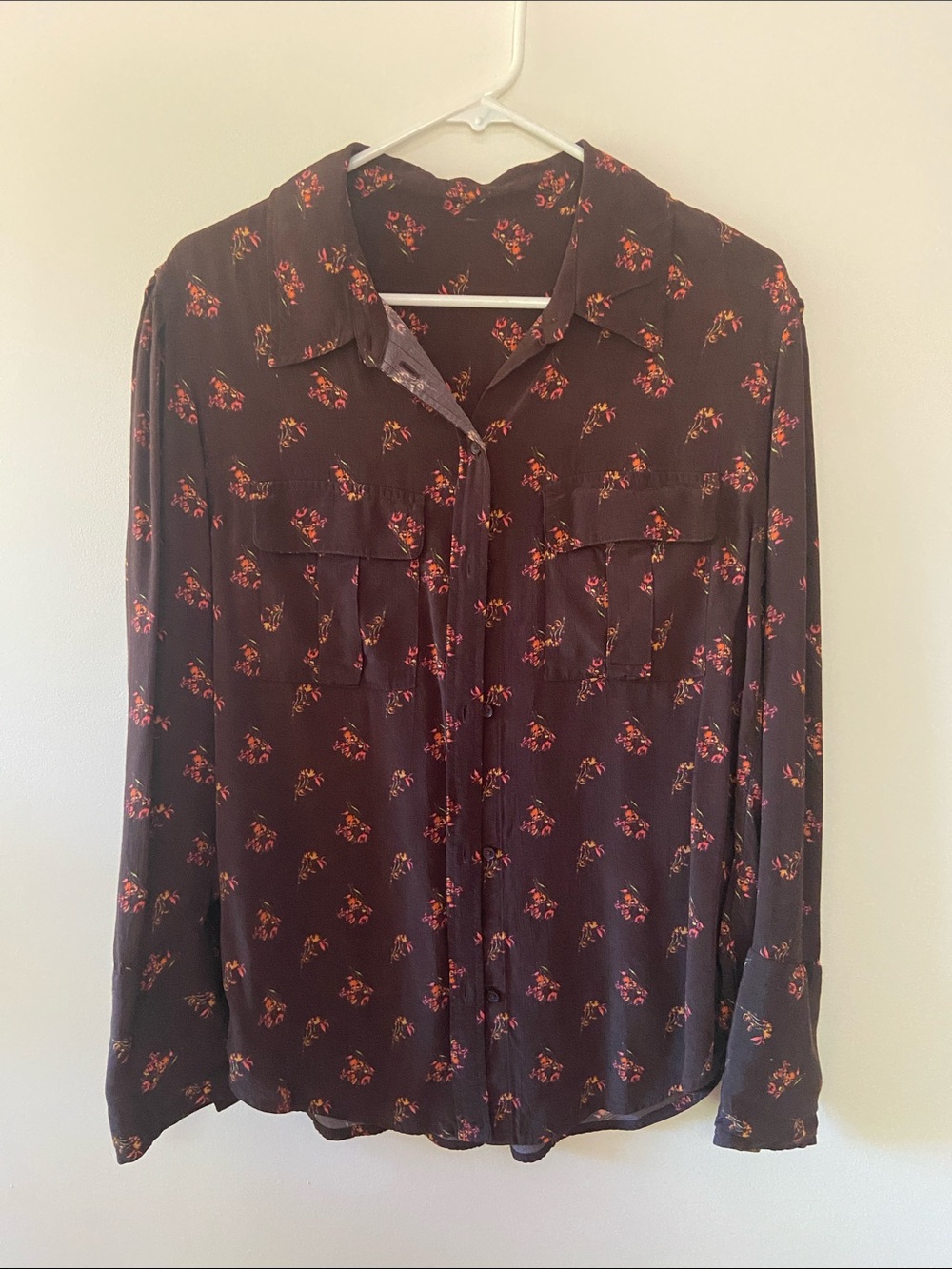 Something Navy Brown Floral Button-Up Blouse